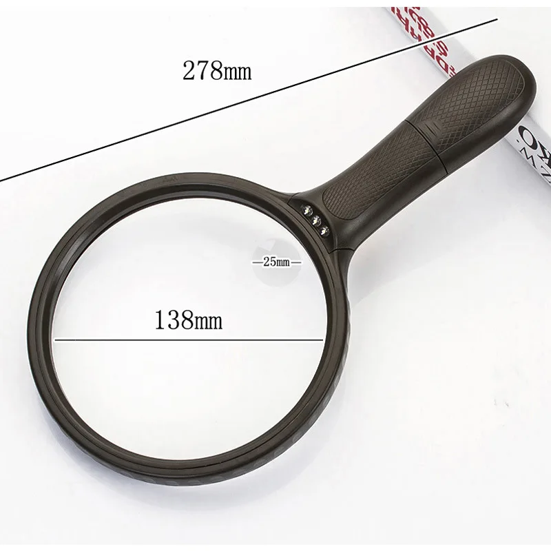 1.8X 5X Magnifier Elderly Gift Reading and Reading Magnifying Glass, Oversized 138Mm Dual Lens Handheld with 3Led Light