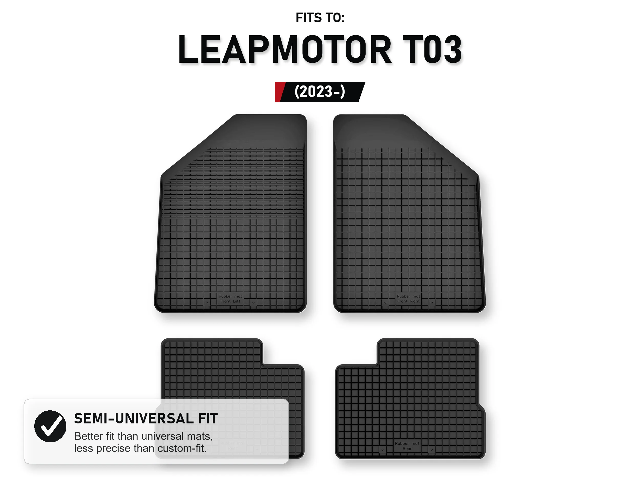 Rubberen mattenbak voor: Leapmotor T03 2023- Hatchback 5-deurs 4 stuks