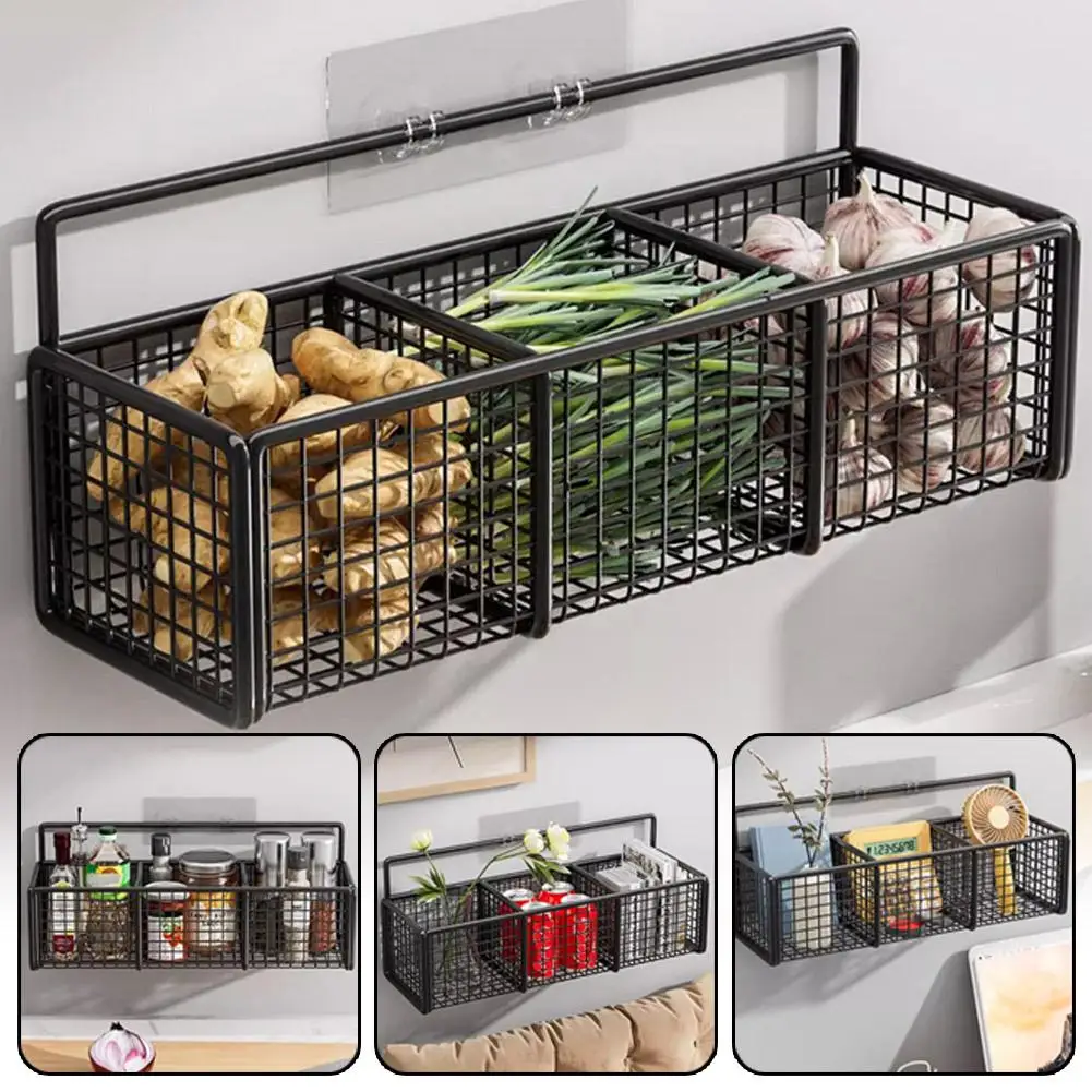 Multifunctional Kitchen Wall Mounted Scallion Ginger Basket Hanging Storage ﻿ Non Storage Perforated Rack Garlic Wall U4J5