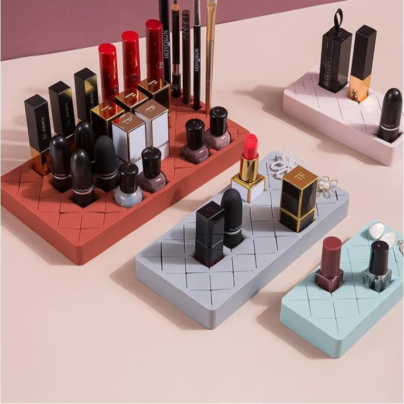 Silicone Lipstick Storage Box, Multi Grid Desktop Shelf, Cosmetics Storage Box, Eyebrow Pencil Jewelry Creative Organizing Box