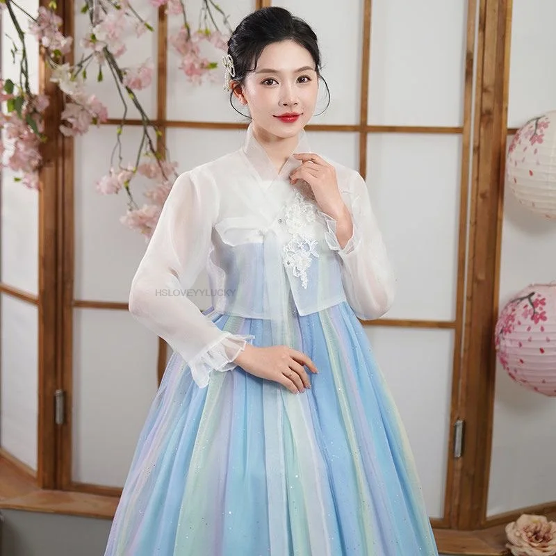 الهانبوك نمط اللباس الكورية التقليدية زي الهانبوك التصوير الملابس خمر مهرجان دعوى النساء الرجعية الرقص الهانبوك #1