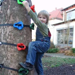 Wood Wall Climbing Stones for Kids - Set of 10 Outdoor Playset Holds for Playground, Tree, Rock Climbing, and Physical Training