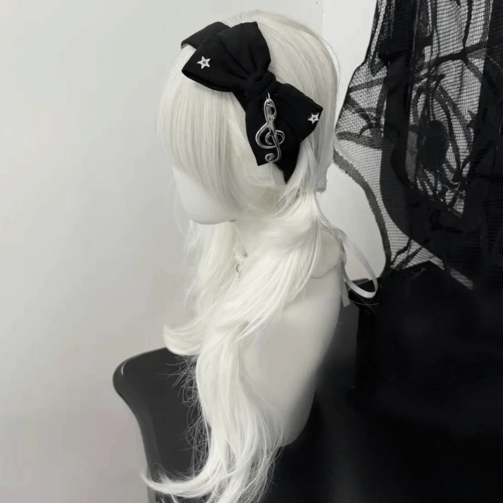 Fashion Bow Punk Hair Band Subculture Note Lolita Gothic Headband Hair Accessories Y2K Hair Hoop for Girls