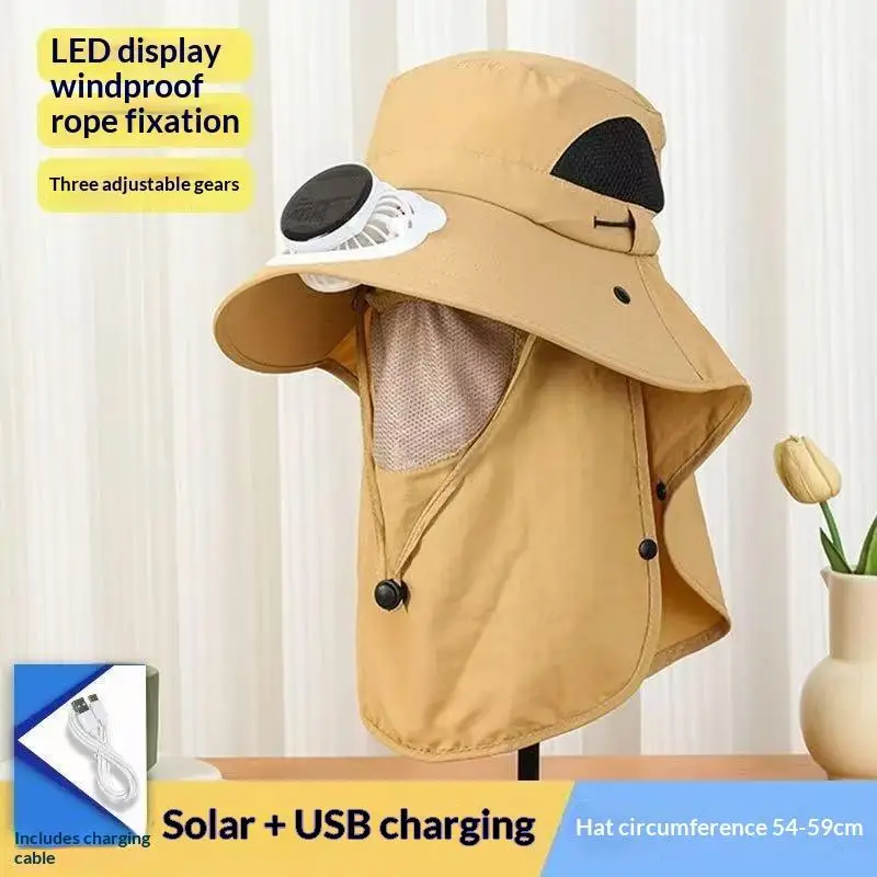 Adjustable Wide Brim Sun Hat Solar Powered Dual Fans for Outdoor Sports Summer Cooling Sun Protection