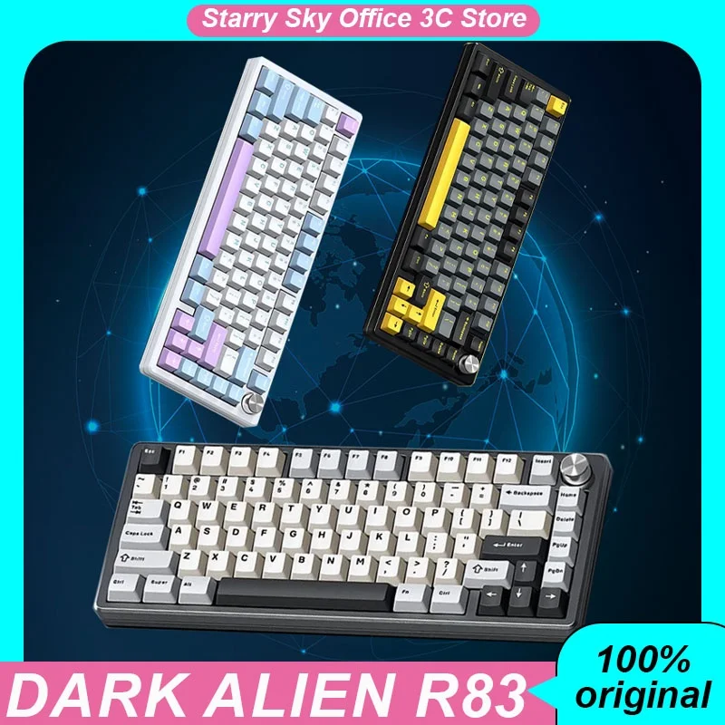 Dark Alien R83 Mechanical Keyboard Cnc Aluminum Alloy Knob Wireless 3mode Rgb Hot Swap Customized Gaming Keyboard Pc Accessories