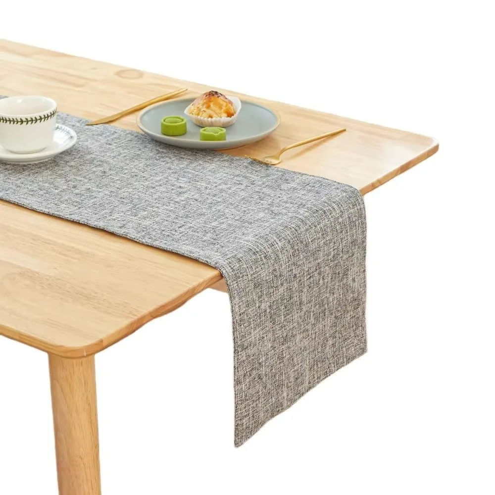 

Современная льняная дорожка для стола, однотонная прямоугольная скатерть, бытовой двухсторонний декор для обеденных столов