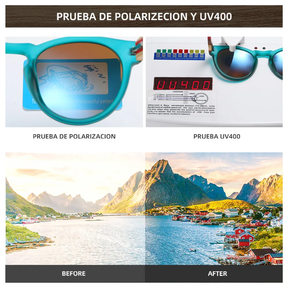GM Brand Designer Polarized Sunglasses Men Plastic Frame Wood Earpieces Fashion Oval Sun Glasses Mirror Lens UV400 S5092