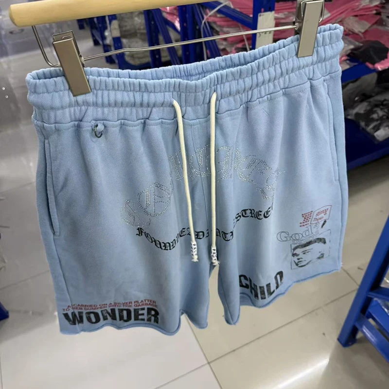 

Винтажные трендовые повседневные шорты Paly: высококачественные спортивные шорты с эффектом потертости и узором «горячие бриллианты»