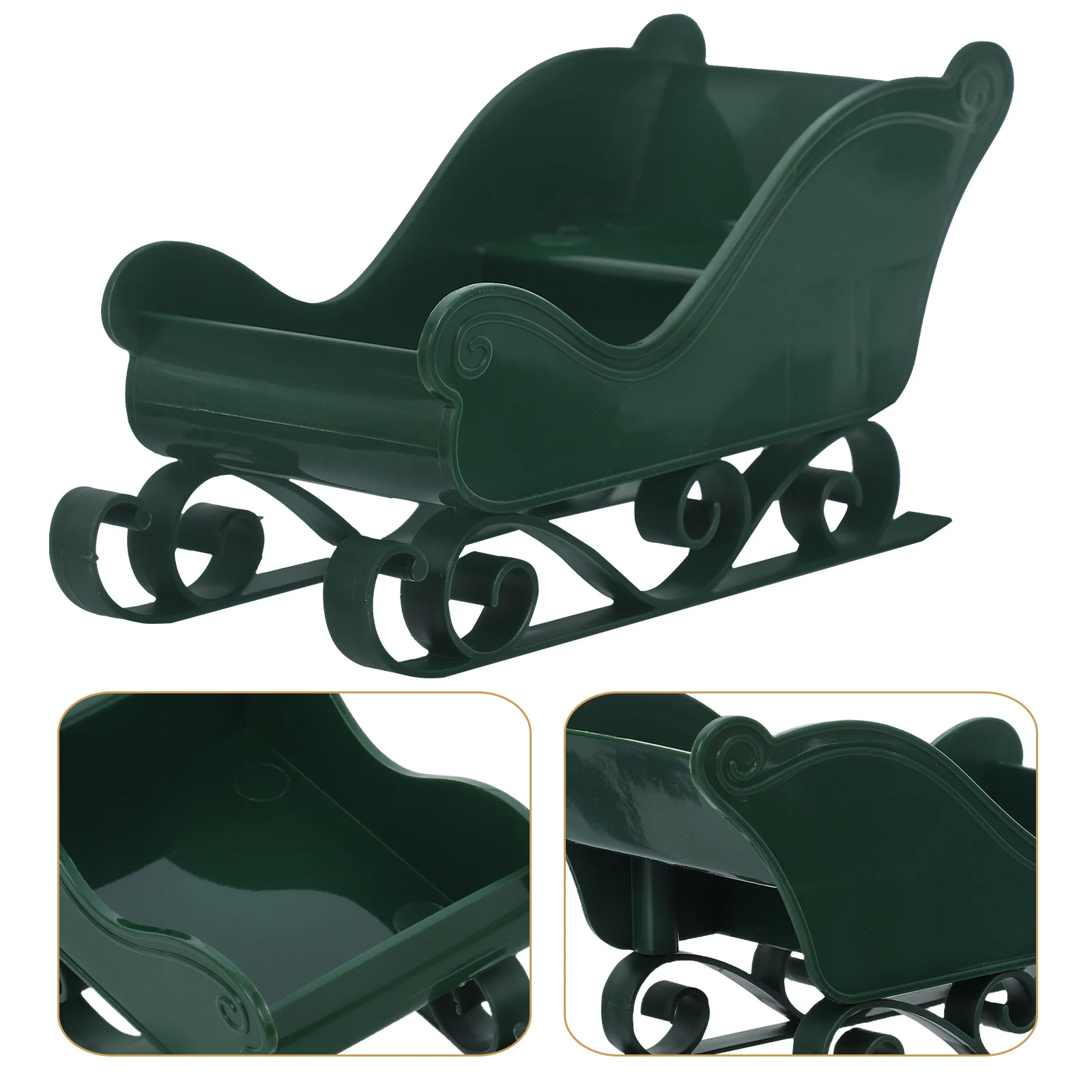 2Pcs Santa Sleigh Decor Plastic Christmas Candy Holder Small Sleigh Ornament Holiday Table Centerpiece Christmas Present Box