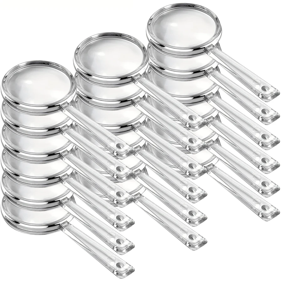 12/24pcs 9cm Plastic Transparent Magnifier Creative Desktop Reading Assistant Handheld Magnifier Optics Principle Learning Kit