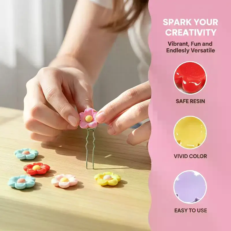 Shiny 22x22mm Flower Series Miniature Flat Back Resin: 10PCS Cabochons Hairpin Scrapbooking DIY Home Decor