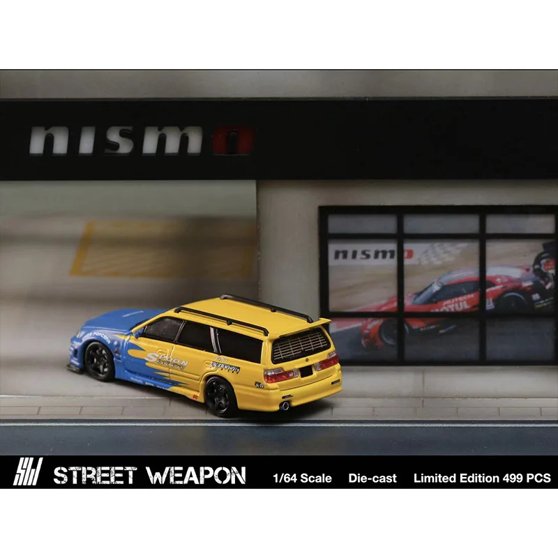 SW w magazynie 1:64 łyżka STAGEA R34 Wagon Diecast Diorama kolekcja modeli samochodów miniaturowe Carros zabawki broń uliczna