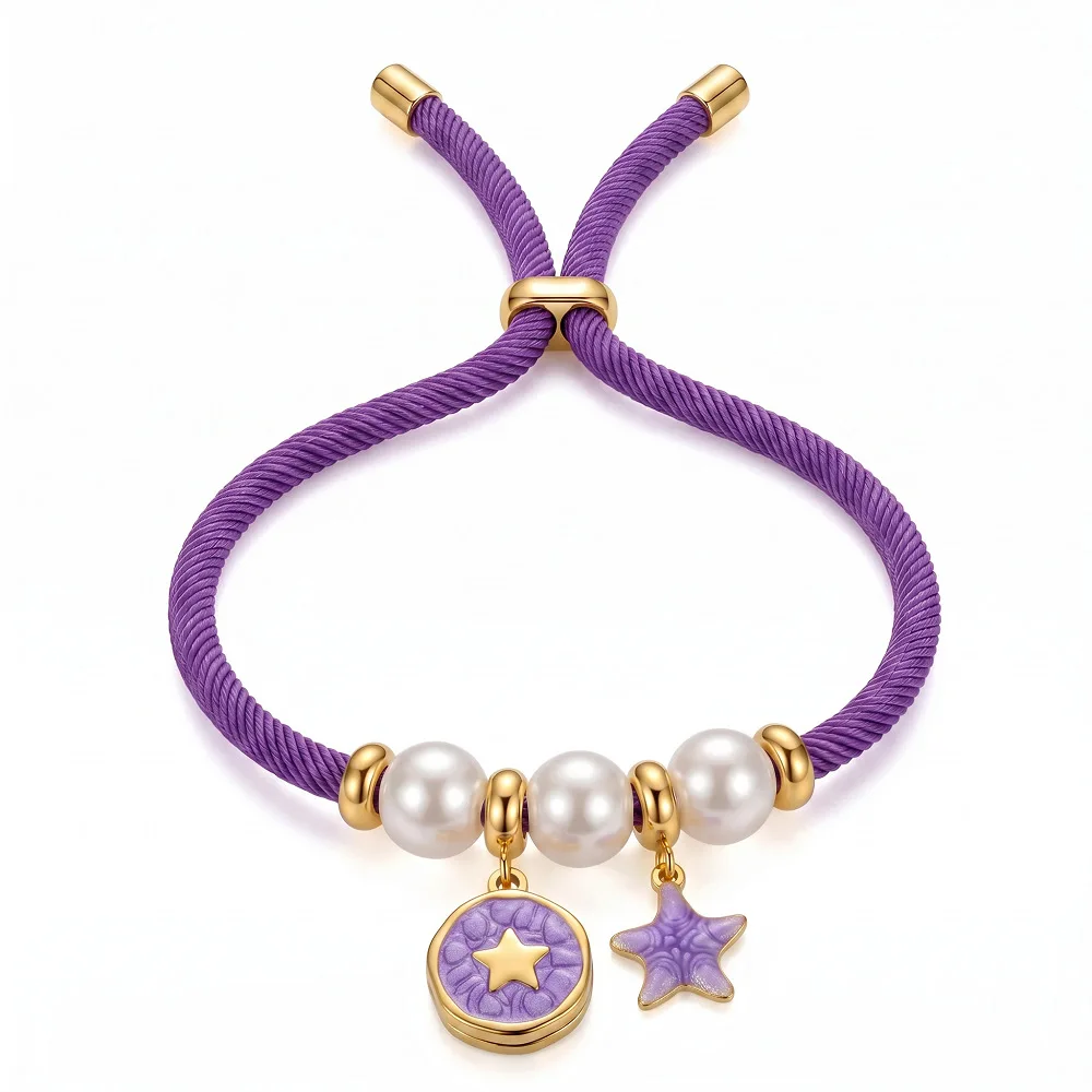 Adjustable Milan Rope Bracelet for Women Star Starfish Pearl Charm Bracelet Best Friend Couple Jewelry Gift