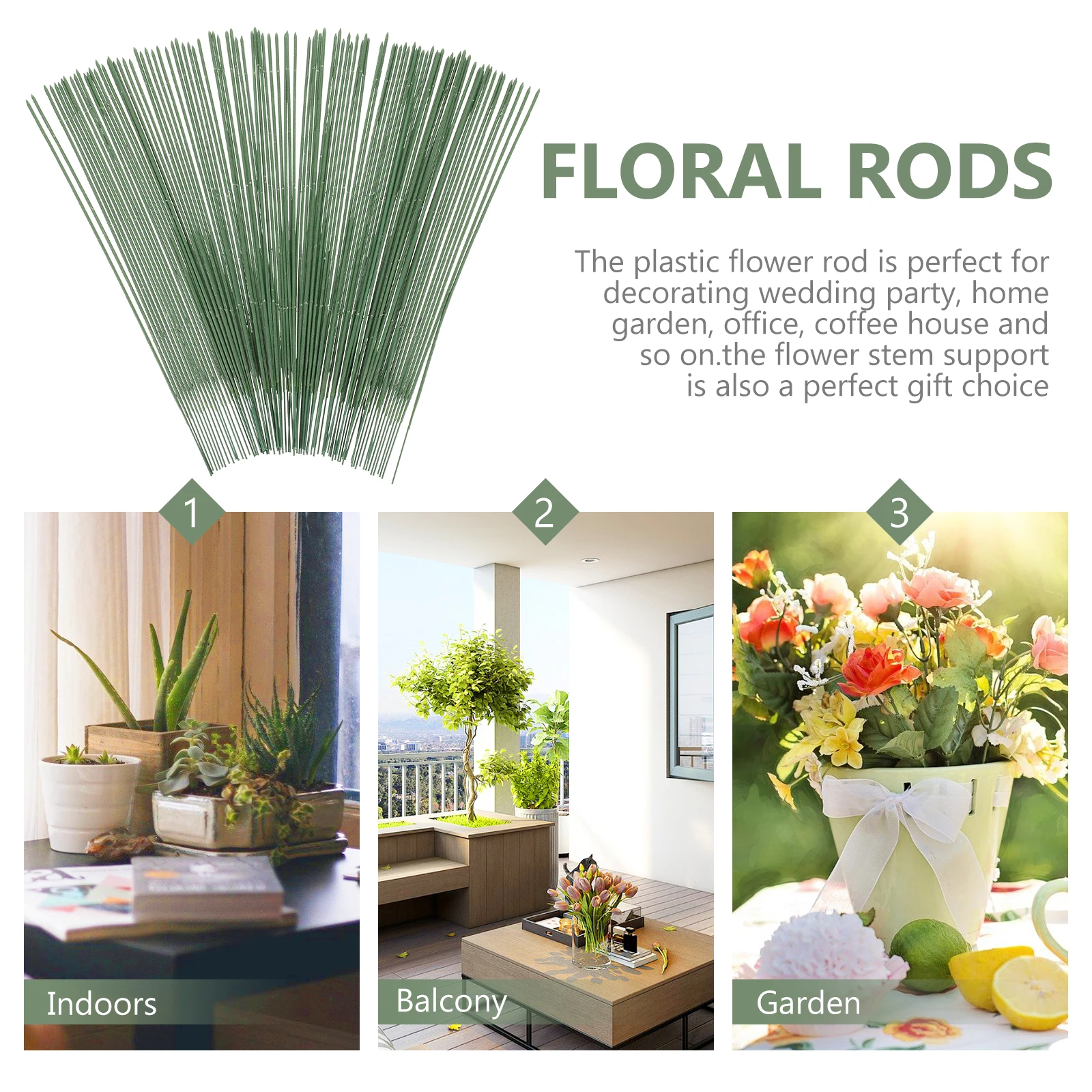 100 個の造花茎プラスチック花茎グリーン耐久性のある花ピックウェディングブーケスクラップブック DIY 装飾用