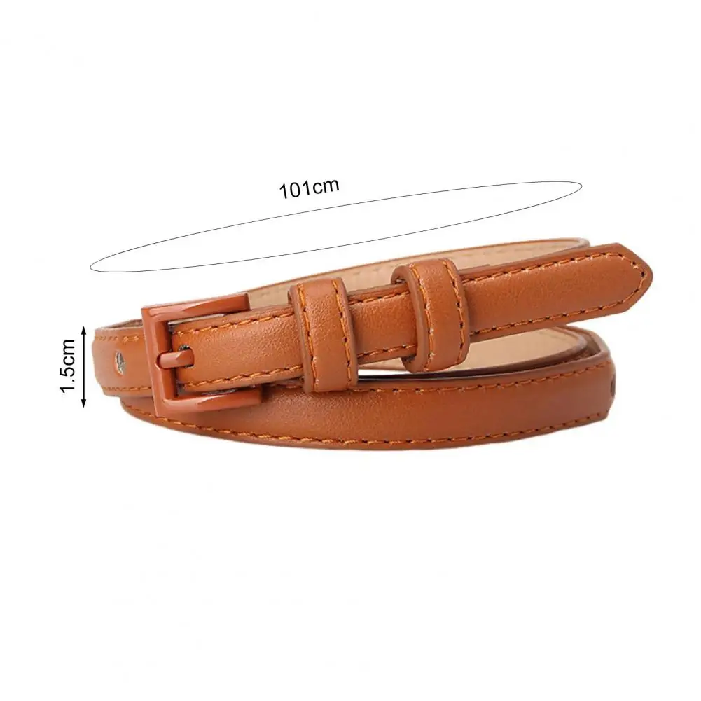 Durable Women Belt Stylish Women's Faux Leather Waistband with Adjustable Length Multi Holes Design Fashionable Thin for Jeans