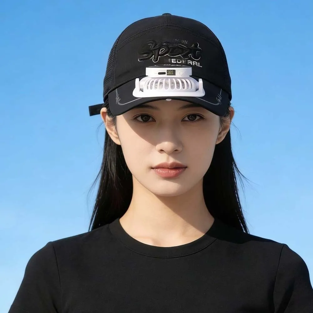 

Portable Solar Powered Fan Baseball Cap Embroidered Letters Adjustable Rechargeable Fan Hat 300mA Lightweight