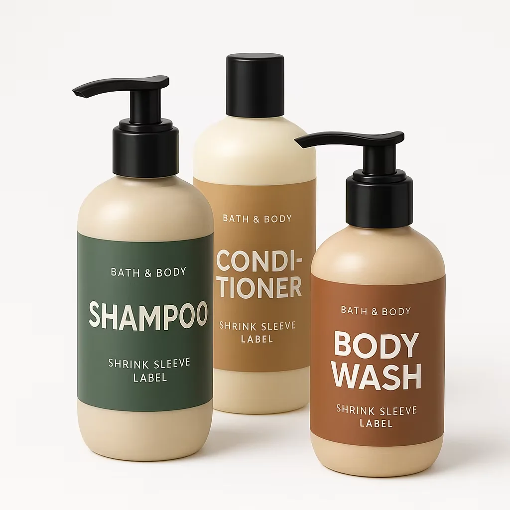 Custom Cosmetic Shrink Sleeve Labels | 360° Full-Color High-Resolution Printing | Waterproof Sleeves