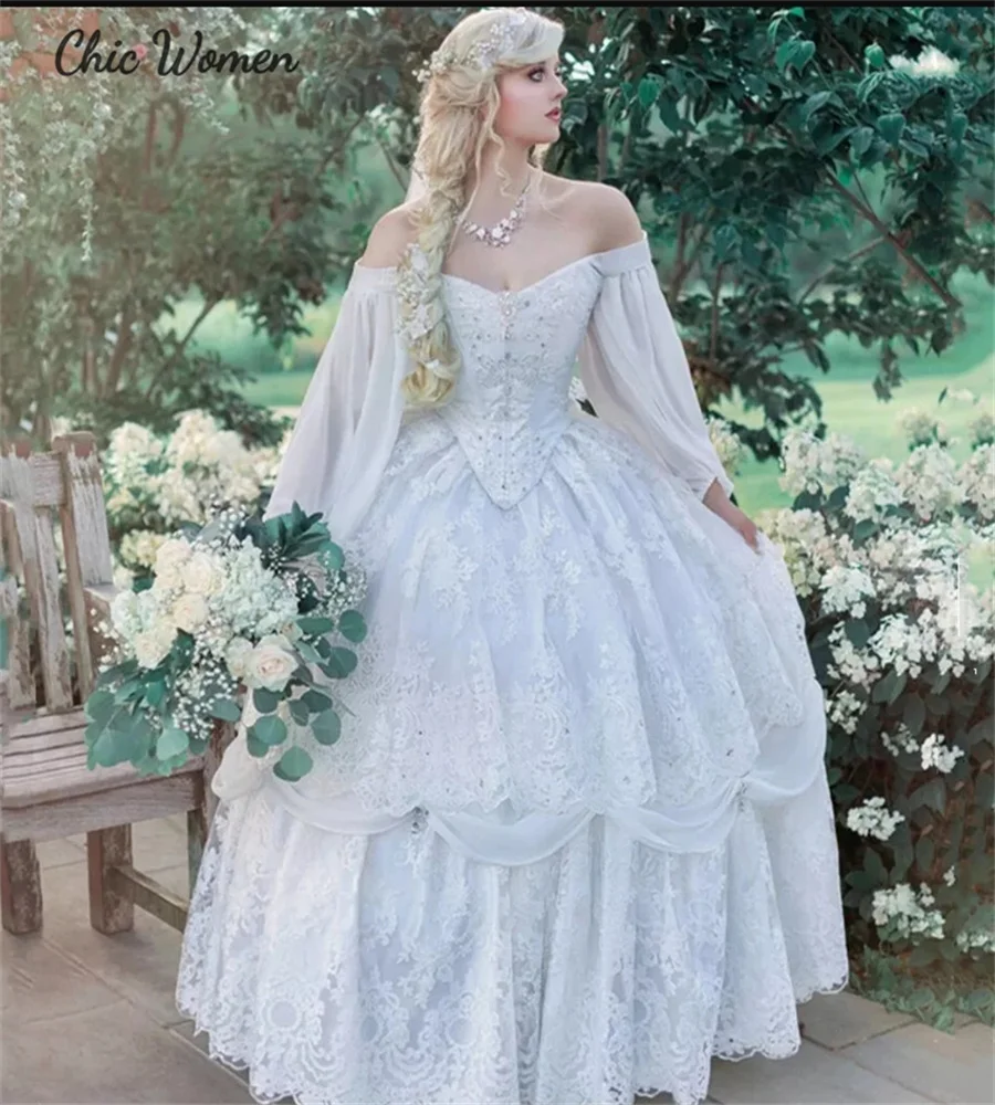 Wiccan-vestido de novia Medieval renacentista, vestido de novia de encaje con hombros descubiertos, corsé gótico, Reina vikinga, elvish, novia personalizada, 2025