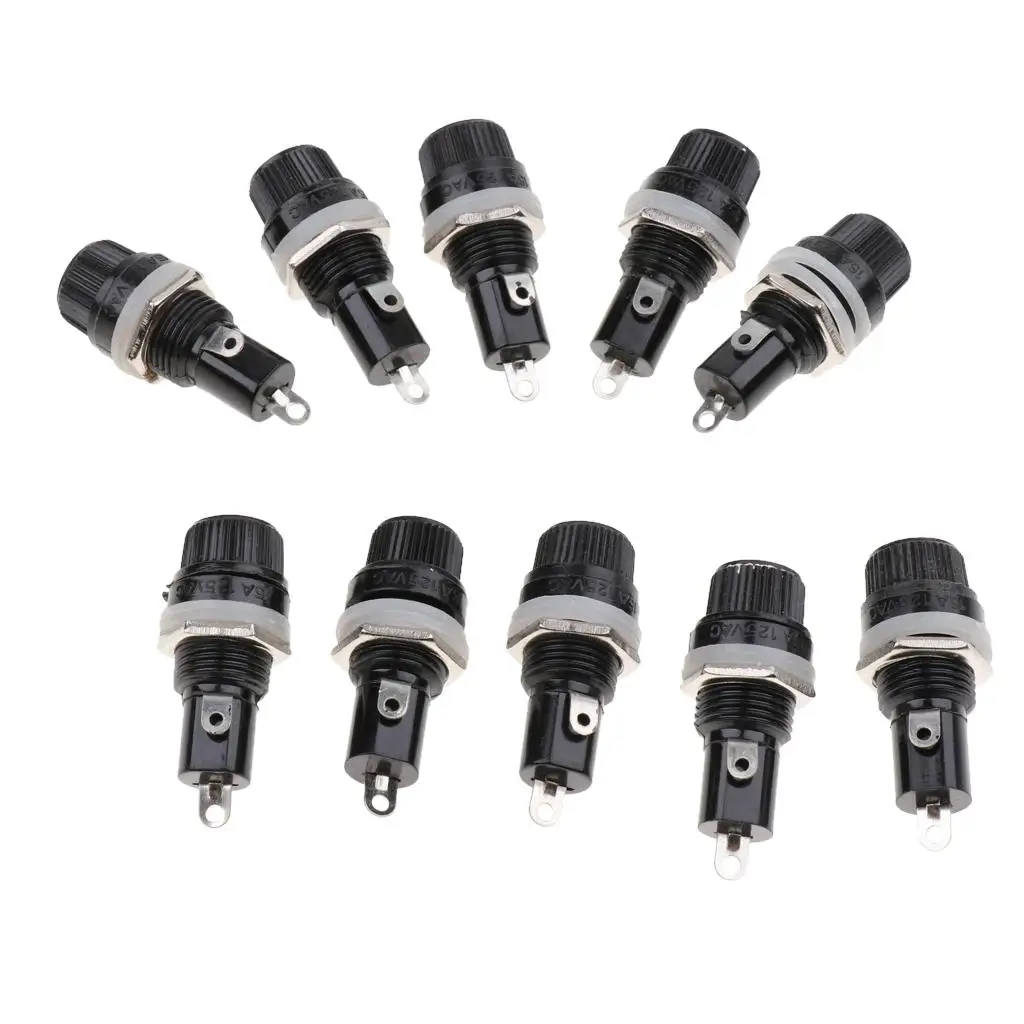 10 Pieces 125V/15A 250V/10A Screw Cap Panel Mounted 5x20mm Fuse Holder