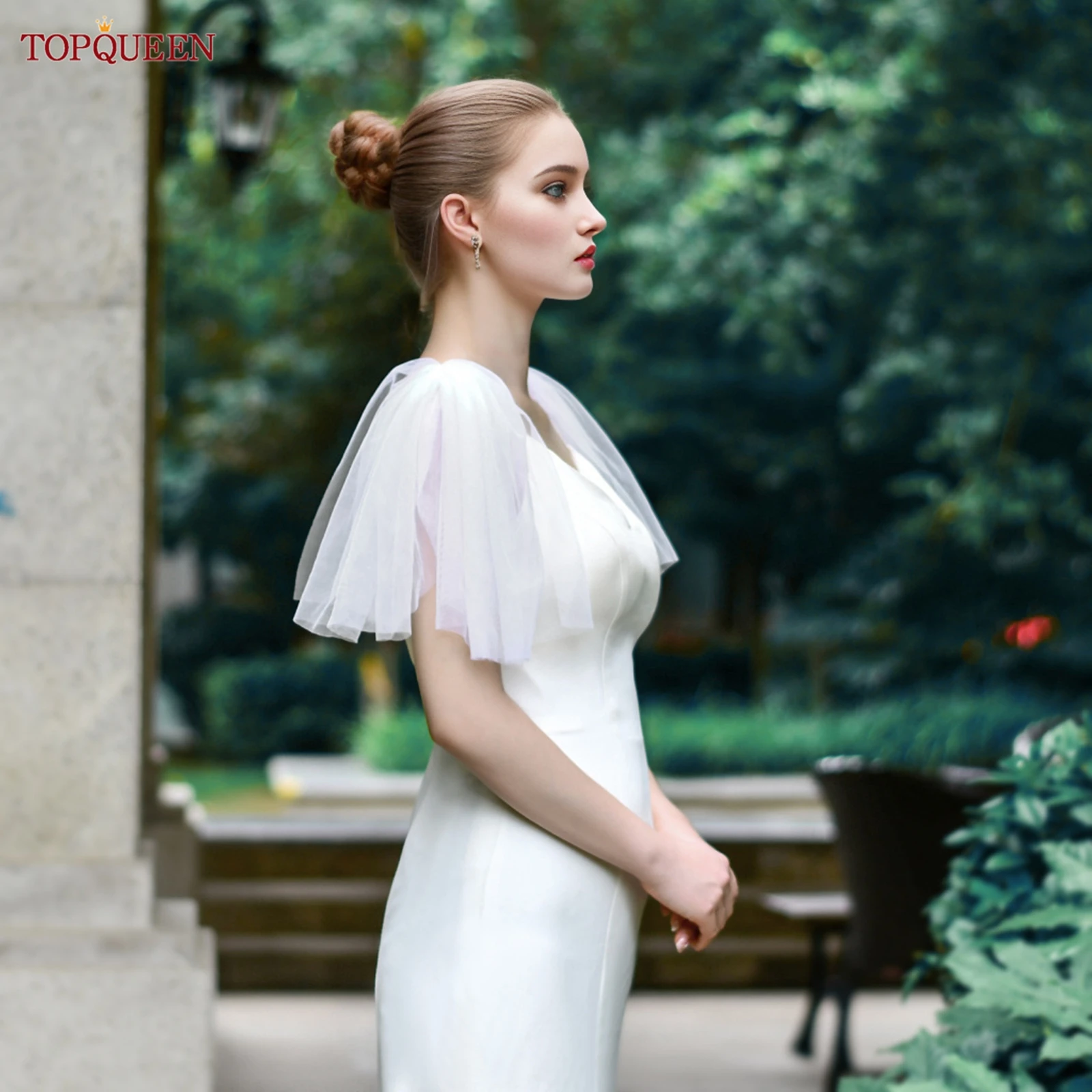 TOPQUEEN VG34 Płaszcz na przyjęcie z kokardą, damskie szale i narzutki, elegancka kurtka ślubna, peleryna z kapturem, damskie bolerko z możliwością personalizacji — zdjęcie 4