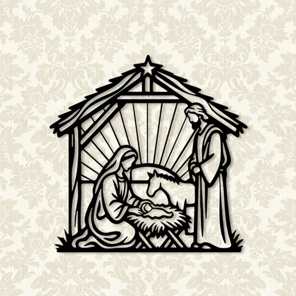 CIFBUY Jesus Nativity Metal Wall Art Iron Religious Statue Modern Home Indoor Outdoor Room Decoration Gift Plaque