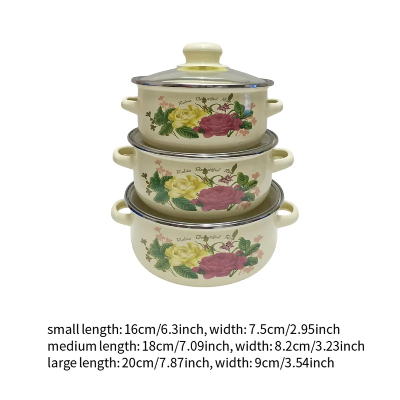3x اليقطين المينا إناء عميق مع غطاء هووسورمينغ الهدايا غير عصا وعاء طباخ بطيء قوي المنزلية يلطخ وعاء ل حساء المطبخ