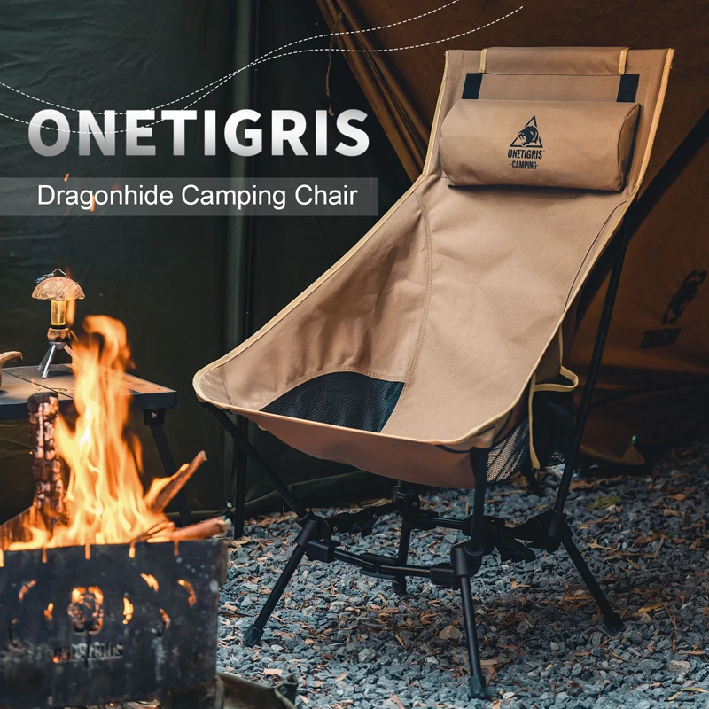 OneTigris-Sillas de acampada portátiles para exteriores, silla de espalda alta para pesca, senderismo, barbacoa, fiestas, jardinería, uso en