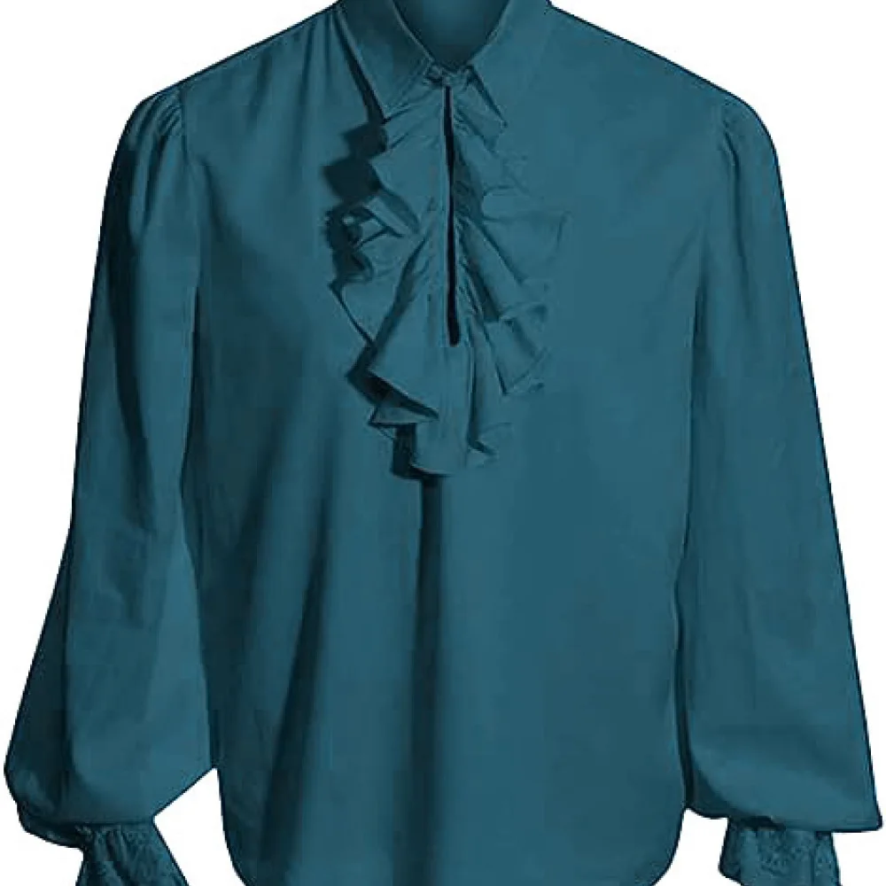 Unisex Medieval Gothic Renaissance Shirt Long Sleeve Vintage Pirate Style Top Casual Outfits For Stage Performance