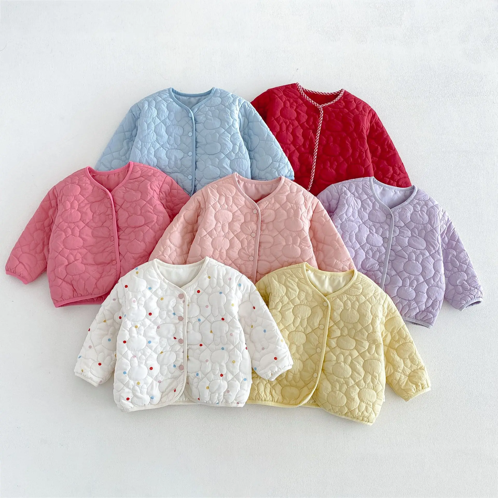 2026 New Winter Girls Quilted Bunny Padded Coat | Polka Dot Thick Cotton Jacket | Cute Warm Outwear