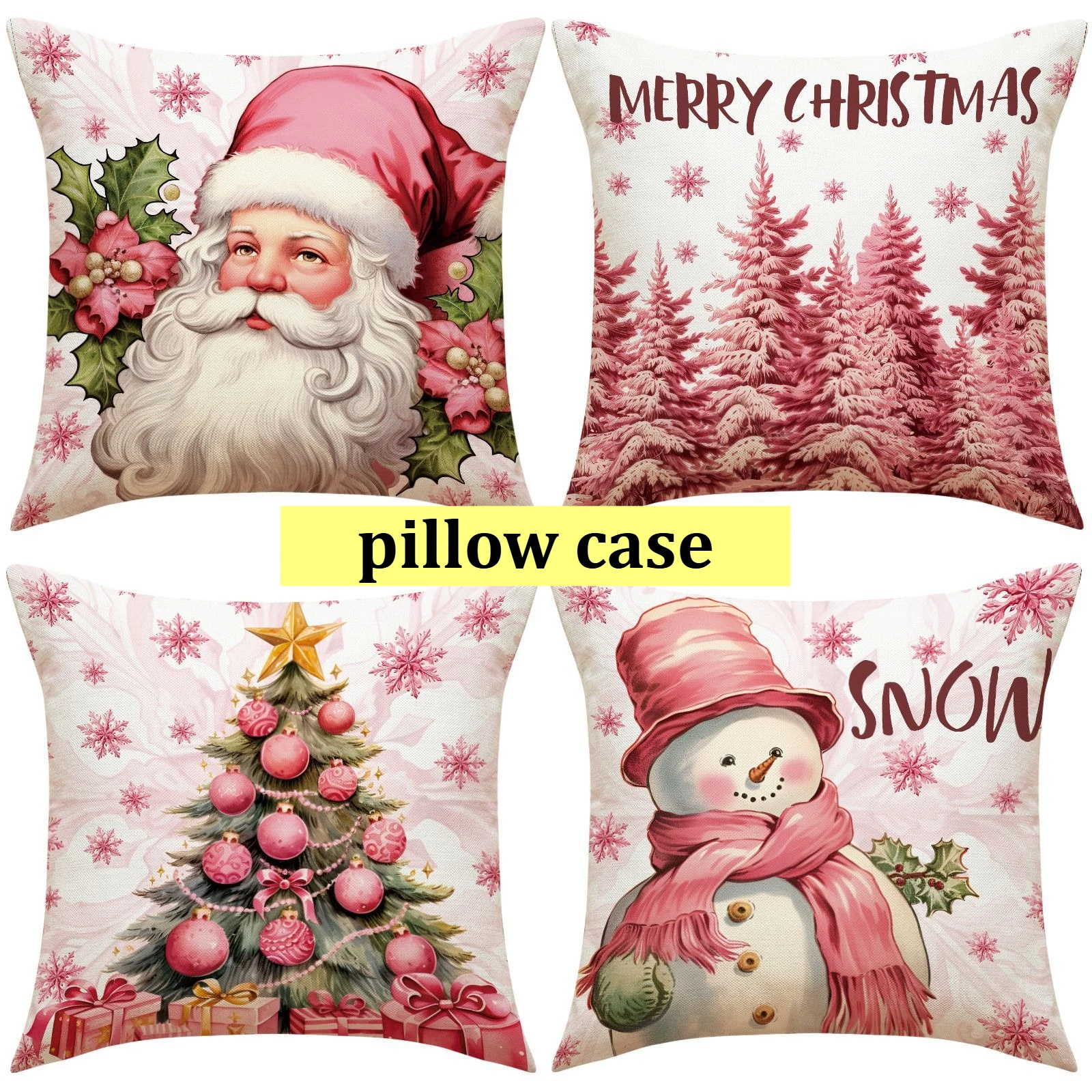 Christmas Themed Pillowcase for Decorations Props Sofa Pillow Case Home Bedroom Decor Christmas Birthday Halloween Gifts Kids