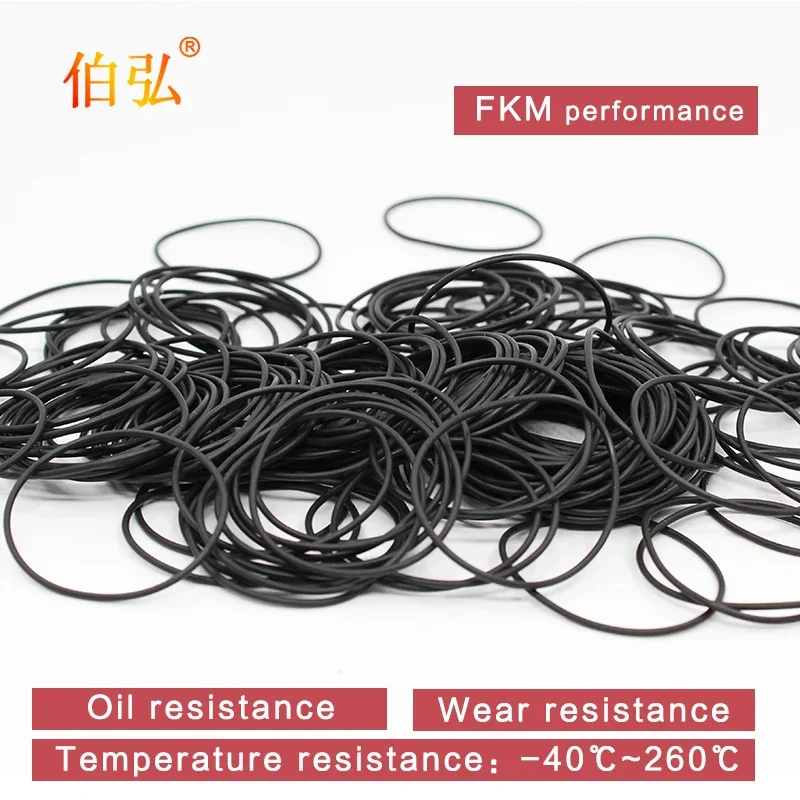 Black Fluororubber Resistant To High Temperature, Oil/chemical Corrosion O-ring CS1/1.2/1.5 Industrial Machinery Waterproof Seal