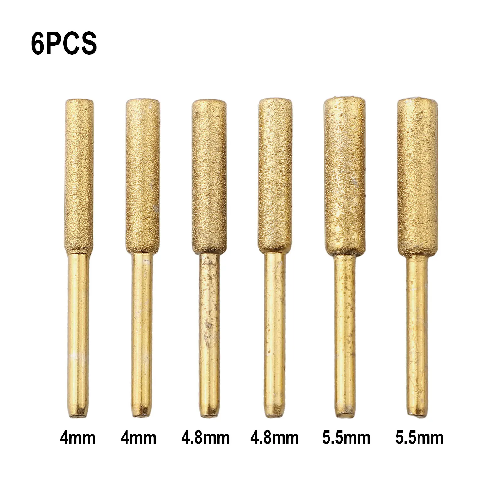 6pcs Diamond Coated Cylindrical Burr Chainsaw Sharpener Stone File Chain Saw Sharpening Carving Grinding Power Tools Kit