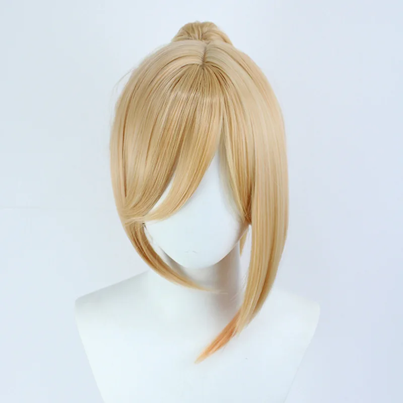 Similler Synthetic Anime Cosplay Wigs Straight Long Hair Heat Resistance Game Cos with Ponytail Ash Blonde