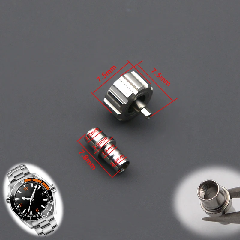 Корона для часов 7,5 мм с трубкой для серии часов OMG SEAMASTER 600, запасные аксессуары, индивидуальные детали