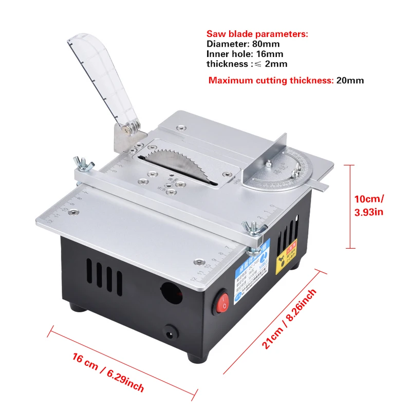 Multifunctional Mini Table Saw for Copper Aluminum Small Wood Block Cutting, 80mm Saw Blade with Lift Function Small Table Saw