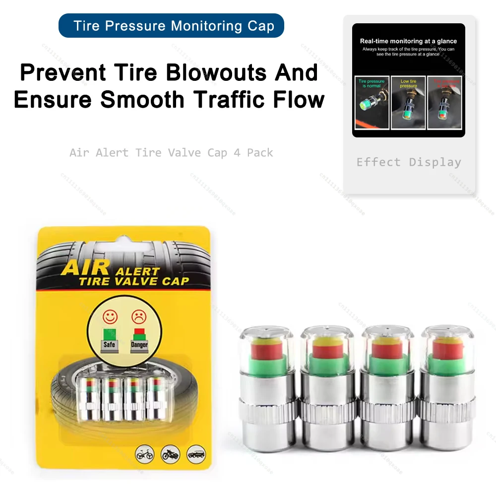 

4Pcs/set Cars Motorcycle Tire Air Pressure Monitor Alert Indicator Tire Valve Cap Gauge Car Accessories Useful