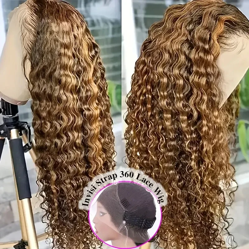 ترقية 427 تسليط الضوء على حزام غير مرئي مريح صالح 360 الدانتيل موجة عميقة الباروكات مع عقدة ابيض 200 الكثافة موجة عميقة باروكة من شعر طبيعي