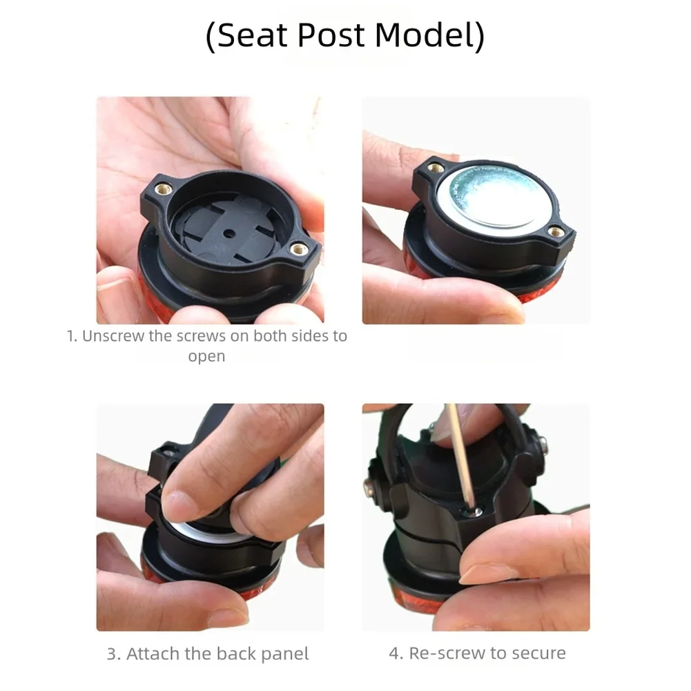 

Nylon Waterproof Bike Reflector for Seatpost Mount with Hidden GPS Tag Storage and Elastic Straps for Secure Fit