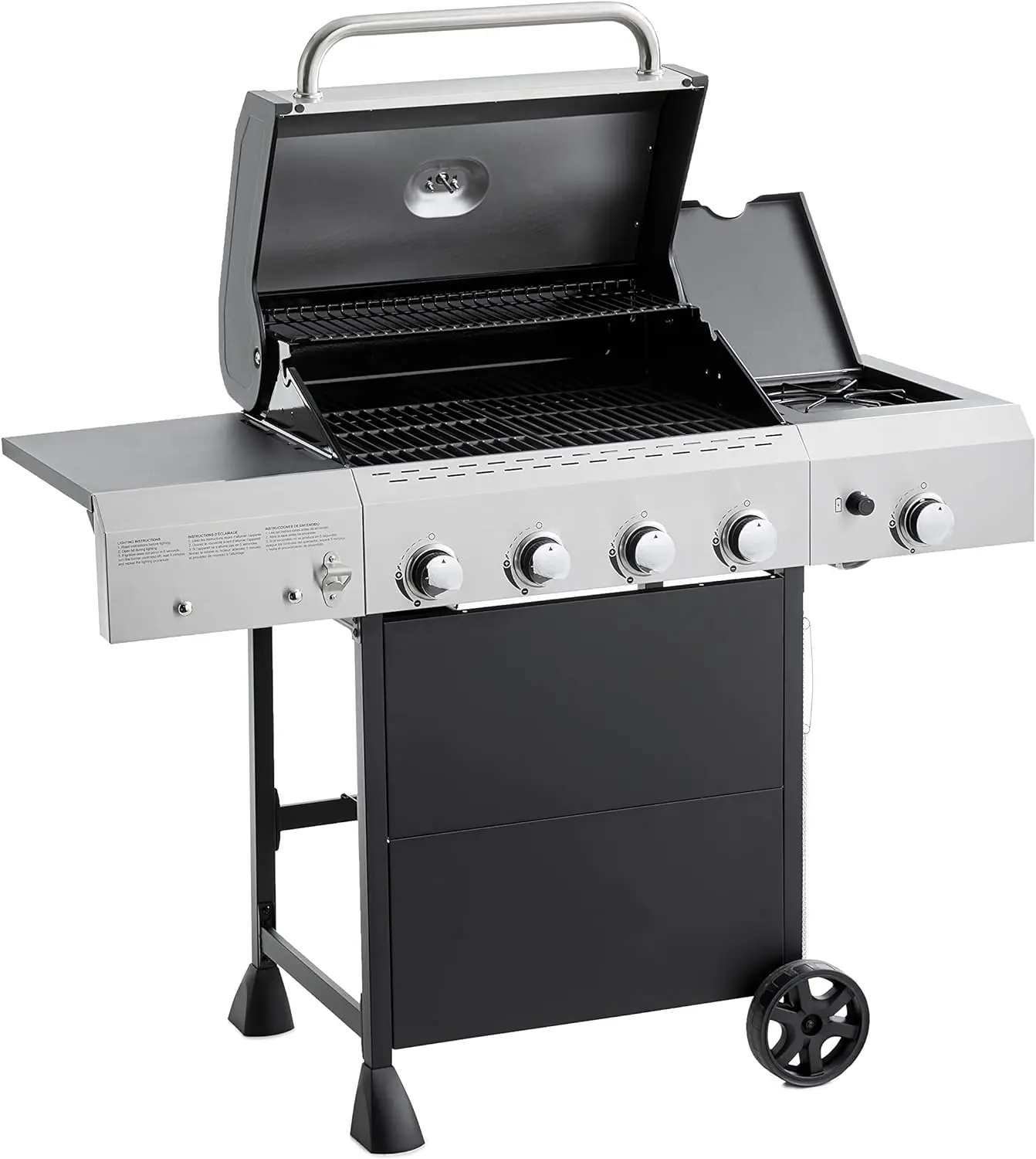 Freistehender Gas grill mit Seiten brenner, 4 Brenner (52.000 BTU)