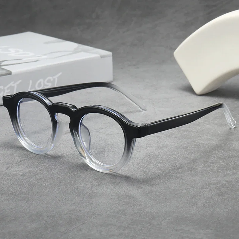 JNPCXI Classic Retro Glasses Frame Men Women Ultralight Round Small Frame Anti Blue Light Transparent Lens Eyeglasses