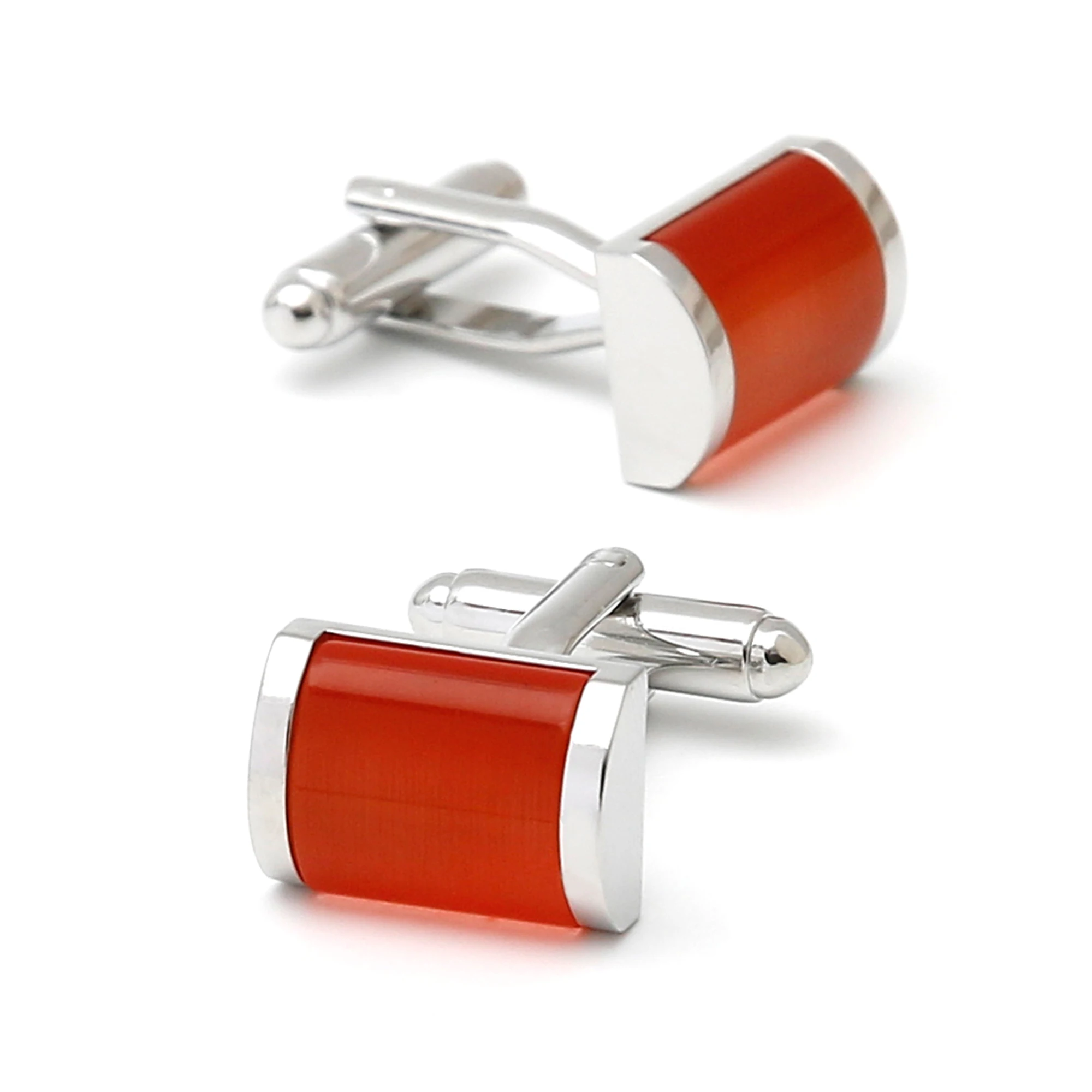 TOMYE Cufflinks for Men, Luxury Cute Red Agate Brass Silver Plated Dress Shirt Cuff Links Jewelry Gift for Dad Husband Groom