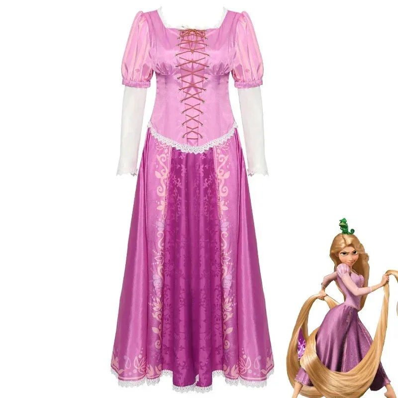 Disfraz de Rapunzel para mujer adulta, vestido morado de princesa Rapunzel enredado, Cosplay, ropa de fiesta de Carnaval y Halloween para adulto