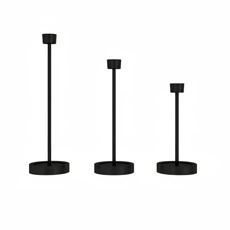 Vintage Nordic Candle Holder, Black Iron Tall Candlestick, Creative Vessel, Modern Home Decor Craft view 5