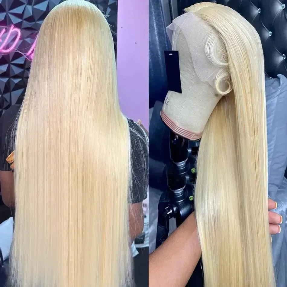 220%  613 Straight 13x4 HD Transparent Lace Front Human Hair Wigs 30 32 Inch Honey Blonde Colored 13x6 Frontal Wig For Women