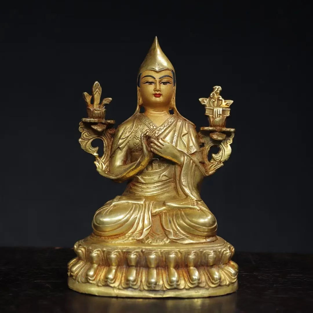 Old Qing Dyansty copper My lord Buddha statue,Handmade,Hand painting