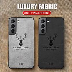 DEER Luxury Cloth Frabic Case For Samsung Galaxy S21 S22 S23 S24 FE S25 Note 9 10 Plus 20 Ultra Phone Cover Vintage