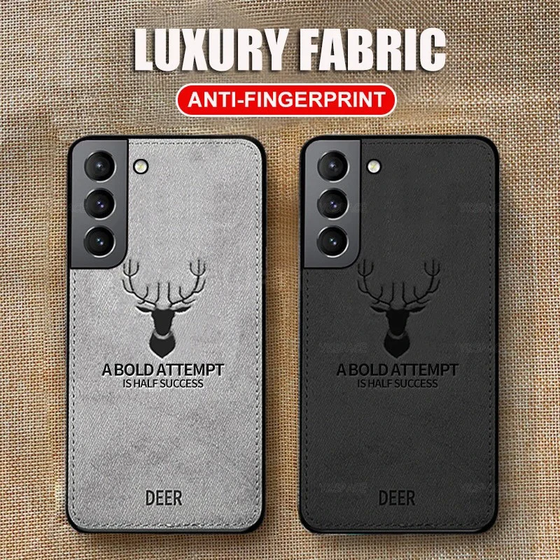 DEER Luxury Cloth Frabic Case For Samsung Galaxy S10 S20 S21 S22 S23 S24 FE S25 Note 8 9 10 Plus 20 Ultra Phone Cover Vintage