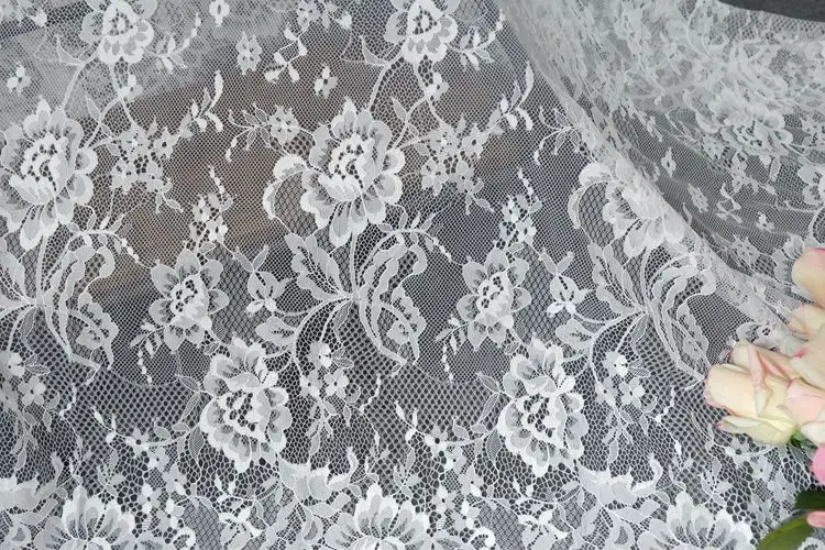 Width 70CM French single eyelashes lace fabric DIY clothing skirt wedding dress fabric