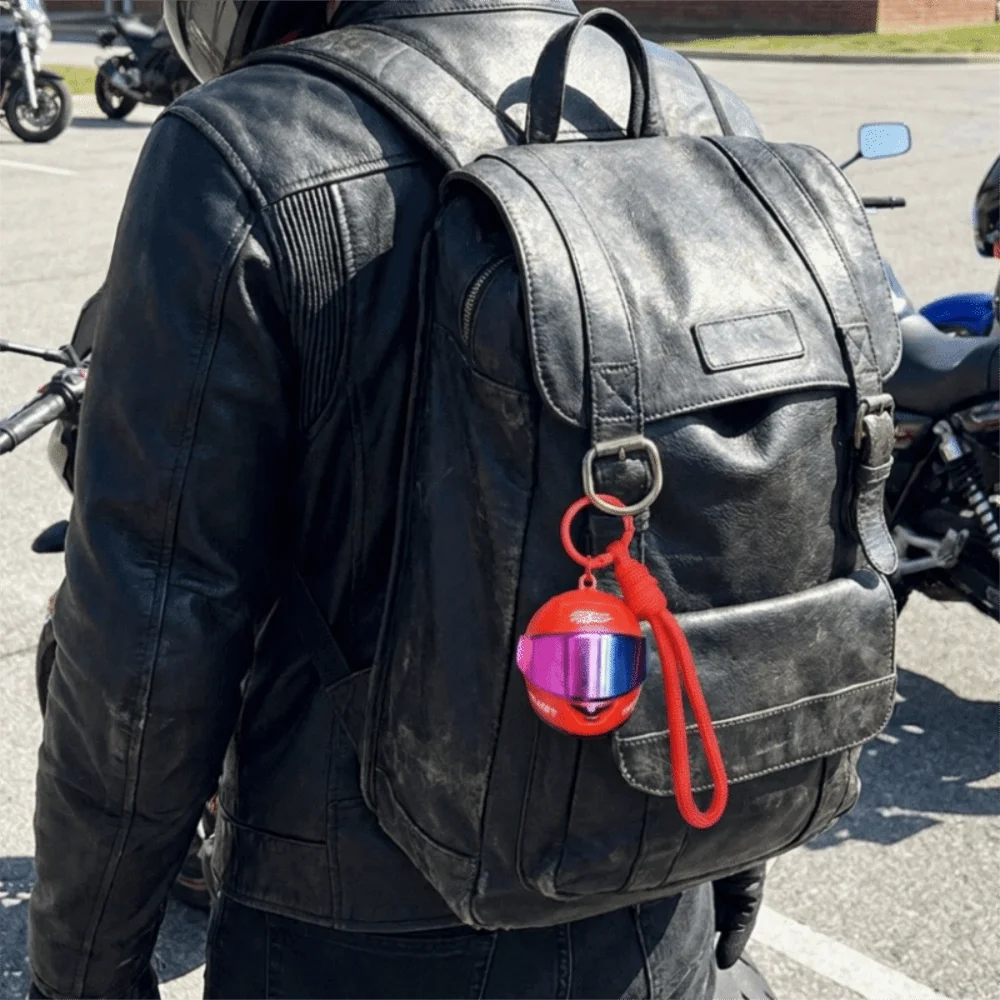 3D Motorcycle Helmet Keychain Multi-functional Gradient Goggles Light Up Helmet Key Fob Night Warning Light Light Up