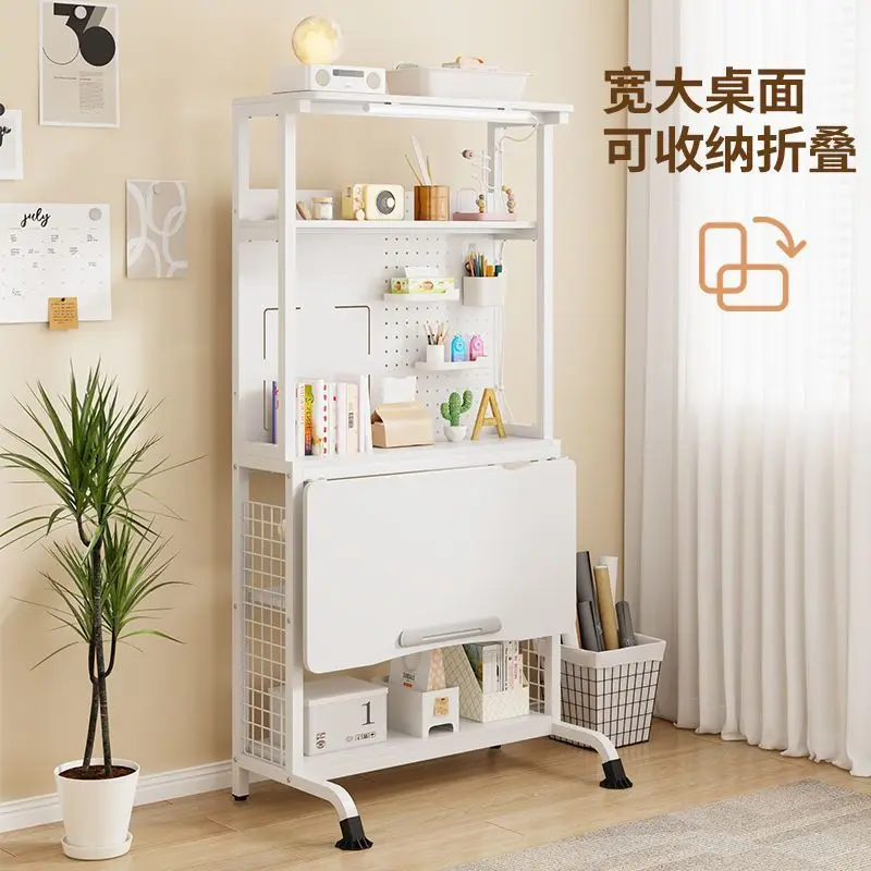 

Hole board computer table Bedroom study table Small apartment folding Multifunctional bookcase Household folding